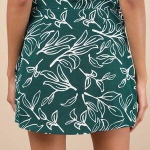 Lulus Belize Mentality Green Leaf Vacation Trip Print Faux Wrap Skort Size XL